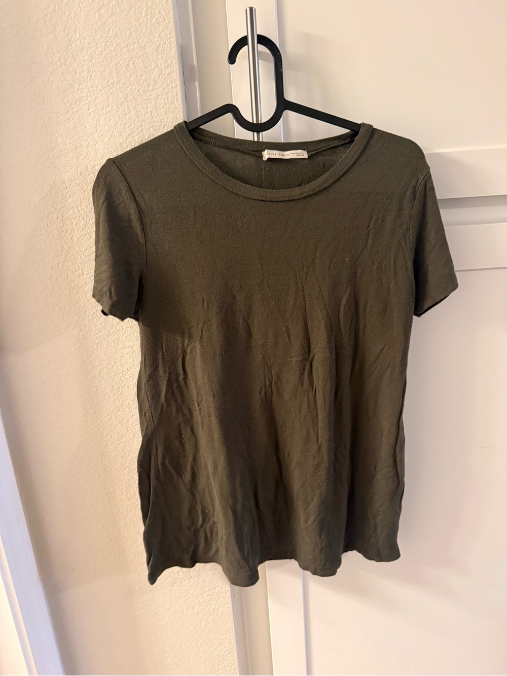 Active Basic Olive Green Short Sleeve Crewneck Tee